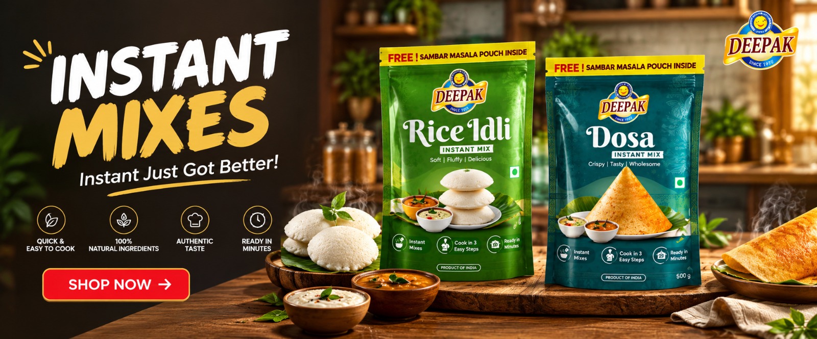 Instant Mixes Manufacturer | Dosa, Ragi & Sambar Mix| Deepak